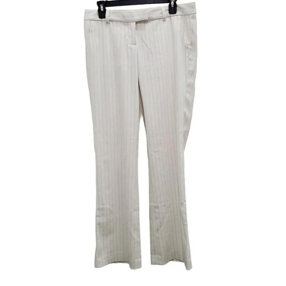Guess Women's Vintage White Dashed Pinstripe Stretch Low Rise Trousers Size 28 - Picture 1 of 7